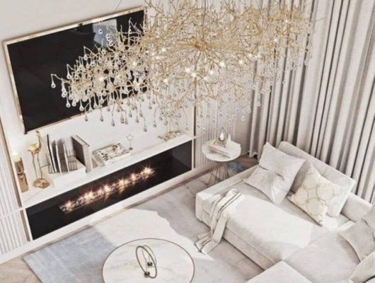 Żyrandol złoty lampa wisząca sufitowa glamour nowoczesna ICICLE RAINY RAIN 120CM GOLD