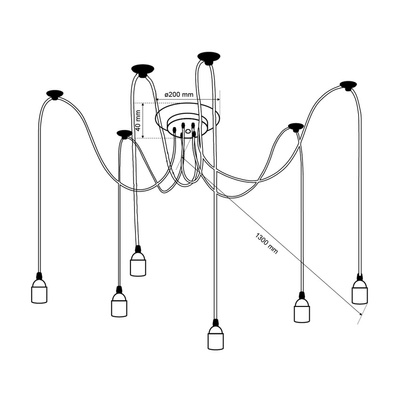 Lampa wisząca pająk ARANEA 6xE27 czarny EDO777189 EDO Solutions