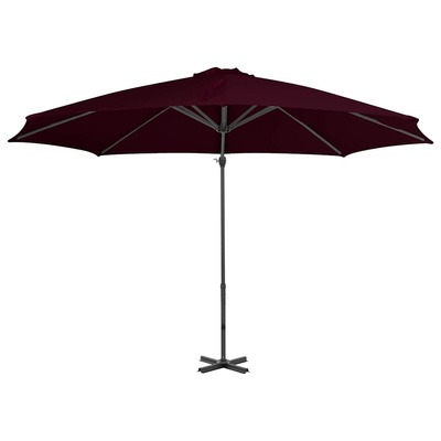 vidaXL Parasol wiszący z aluminiowym słupkiem, czerwony, 300 cm