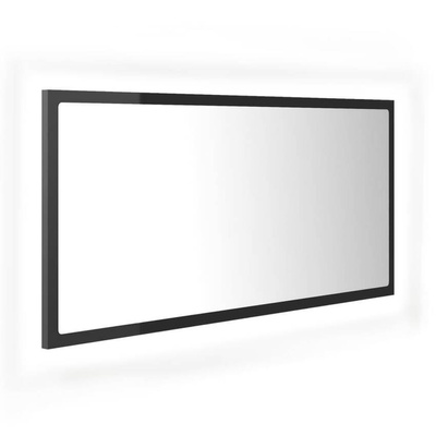 vidaXL Lustro łazienkowe LED, wysoki połysk, szare, 90x8,5x37cm, akryl