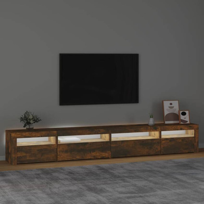 vidaXL Szafka pod TV z oświetleniem LED, przydymiony dąb, 270x35x40 cm