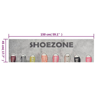 vidaXL Dywanik kuchenny, wzór Shoezone, 45x150 cm, aksamitny