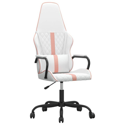 vidaXL Fotel gamingowy, biało-różowy, sztuczna skóra model standard
