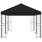 Altana z bokami 6 x 3 m Czarny Poliester i Stal 190
