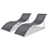 vidaXL Składane leżaki, 2 szt., czarno-szare