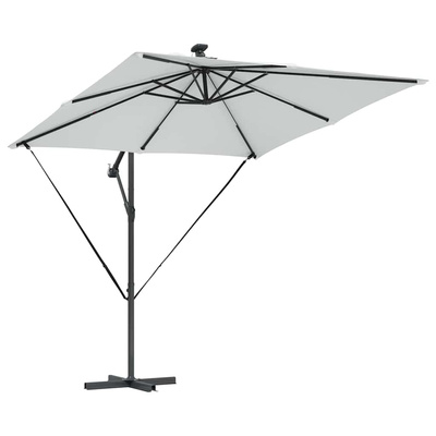 Parasol plażowy z paskami LED piaskowy 249 x 249 x 250 cm