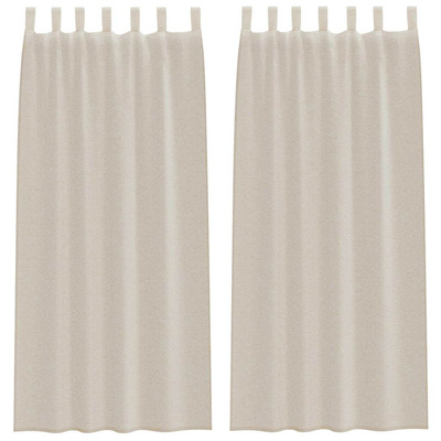 Firany Voile z zasłonami 2 pcs piaskowy 260 x 140 cm Poliester