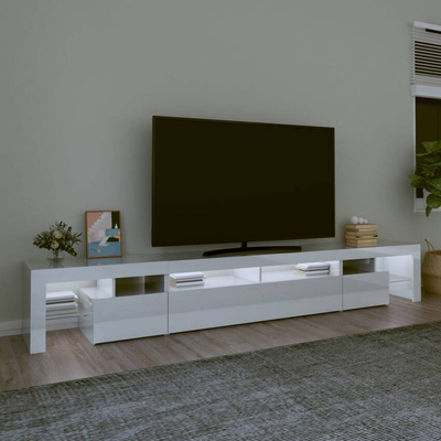 vidaXL Szafka pod TV z oświetleniem LED, biała, 260x36,5x40 cm