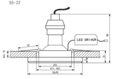 Oprawa stropowa kwadratowa + biały LED 3szt SS-22 99-54746