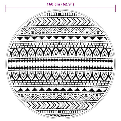 Dywan na zewnątrz, czarny, ?160 cm, PP vidaXL