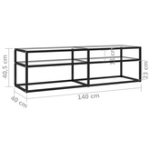 vidaXL Szafka pod TV, bezbarwna, 140x40x40,5 cm, szkło hartowane