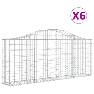 Kosze gabionowe, 6 szt, 200x30x80/100 cm, galwanizowane żelazo