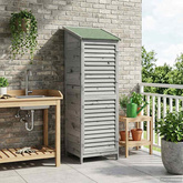 Shed ogrodowy z dachem Szary 59 x 56 x 176 cm Drewno Świerkowe