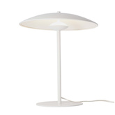 Lampa stołowa LUND w stylu skandynawskim – biały klosz talerz - minimalistyczna lampa do salonu i sypialni