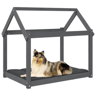 vidaXL Legowisko dla psa, szare, 101x70x90 cm, lite drewno sosnowe