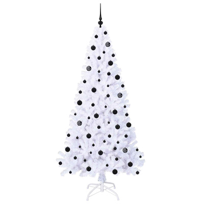 Sztuczna choinka z 300 diodami LED Biały 210 cm PVC i stal