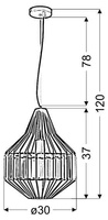 LAMPA SUFITOWA WISZĄCA ALVARO 31-55163  1xE27 CZARNY