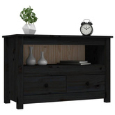 vidaXL Szafka pod TV, czarna, 79x35x52 cm, lite drewno sosnowe