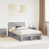 Ramka łóżka Betonowy szary 120 x 200 cm Drewno inżynieryjne