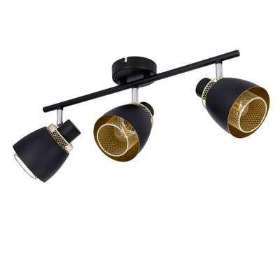 Aleksandria lampa sufitowa listwa 3x40w klosz czarny+złoty