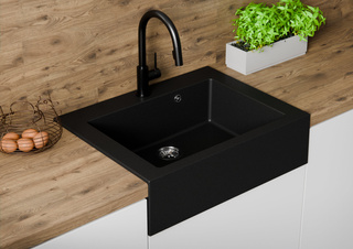 Zlewozmywak farmerski 8m / czarny metalik