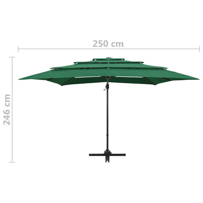 4-poziomowy parasol na aluminiowym słupku, zielony, 250x250 cm