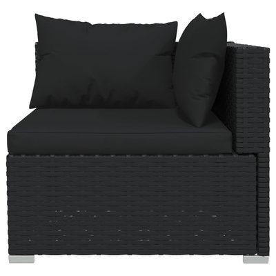 13-cz. zestaw mebli do ogrodu, poduszki, rattan PE, czarny