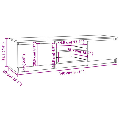 vidaXL Szafka pod TV, przydymiony dąb, 140x40x35,5 cm