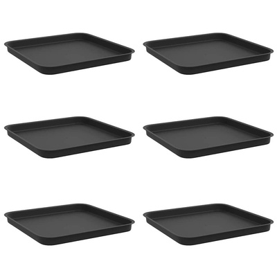 Kwadratowa Taca na Kwiaty 6 pcs Czarny 32 x 32 x 2,5 cm