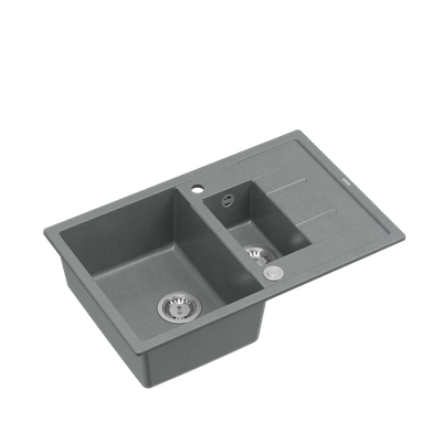 MORGAN 156 GraniteQ zlewozmywak silver stone z syfonem Push To Open okrągły 1,5-komorowy z/o / stal szlachetna