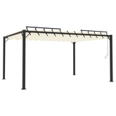 Altana z żaluzjowym dachem 3x4 m, kremowa, tkanina i aluminium