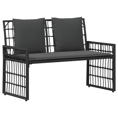 Ławka ogrodowa 2 -Seater 116 x 55 x 82 cm Stal i poli rattan