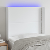 vidaXL Zagłówek do łóżka z LED, biały, 93x16x118/128cm, sztuczna skóra
