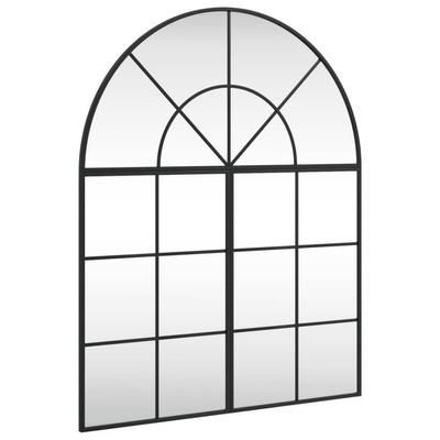 vidaXL Lustro ścienne, czarne, 80x100 cm, zakończone łukiem, żelazo