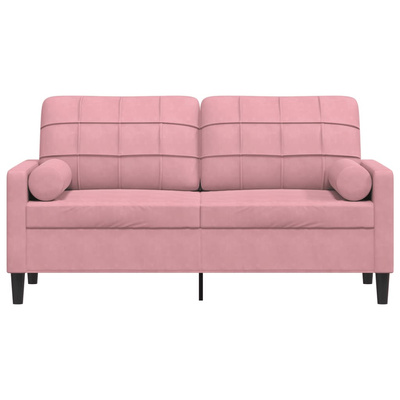 2-osobowa sofa z poduszkami, różowa, 140 cm, aksamit