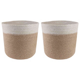 Zestaw doniczek 2 pcs Naturalne i białe ? 21 x 21 cm