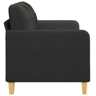 Sofa 2-osobowa, czarna, 140 cm, tapicerowana tkaniną