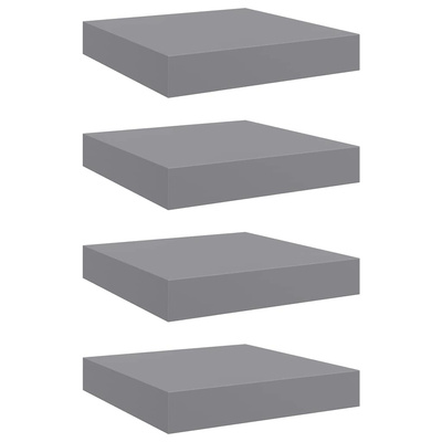 vidaXL Półki ścienne, 4 szt., szare, 23 x 23,5 x 3,8 cm, MDF