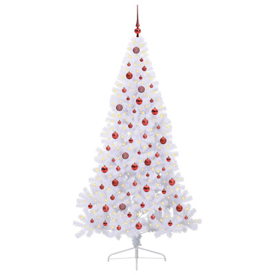 Sztuczna choinka z 300 diodami LED Biały 210 cm PVC i stal