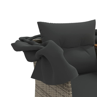 2-os. sofa ogrodowa z daszkiem i podnóżkami, szara, rattan PE