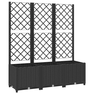 Donica ogrodowa z kratką, czarna, 120x40x136 cm, PP
