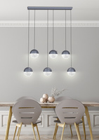 Lampa wisząca FURNI 6-punktowa szara – ze szklanymi kloszami kulami - designerska lampa do salonu LED 4000K