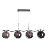 LUMOS lampa wisząca 4x20W G9 chrom klosze szklane grafitowe nowoczesna elegancka oprawa oświetleniowa salon jadalnia sypialnia glamour