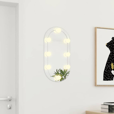 vidaXL Lustro z lampami LED, 60x30 cm, szklane, owalne