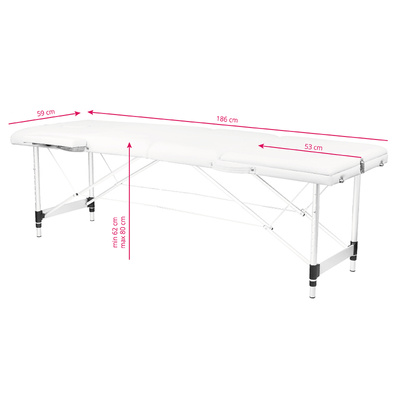 Stół składany do masażu aluminiowy komfort Activ Fizjo 3 segmentowy white 126968