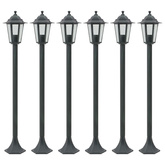 Lampy ogrodowe, 110 cm, E27, aluminium, ciemnozielone, 6 szt.