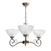 Lampa wisząca Horizon potrójna z białym kloszem szklana złota do salonu