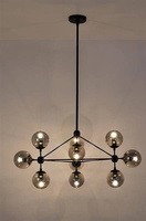 Lampa wisząca PLANETARIO 10  czarna klosze dymione