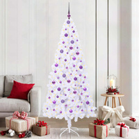 Sztuczna choinka z 300 diodami LED Biały 210 cm PVC i stal
