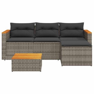 3-częściowa sofa do ogrodu, z poduszkami, szara, polirattanowa